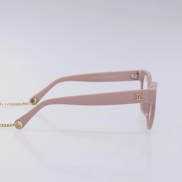 CHANEL COCO Mark Ball Chain Strap Glasses Plastic Pink CC Auth BA4089 - Picture 4 of 15